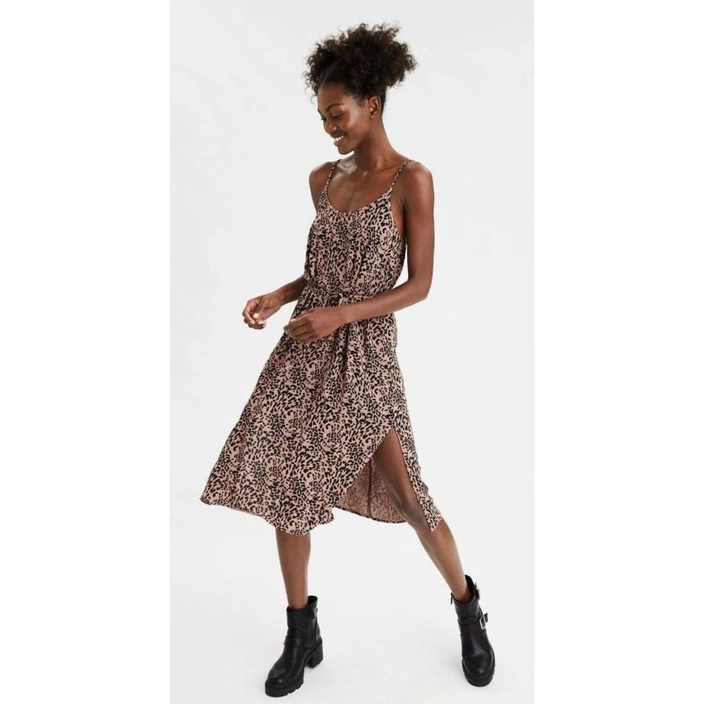 American Eagle Leopard Print Slip Dress XS